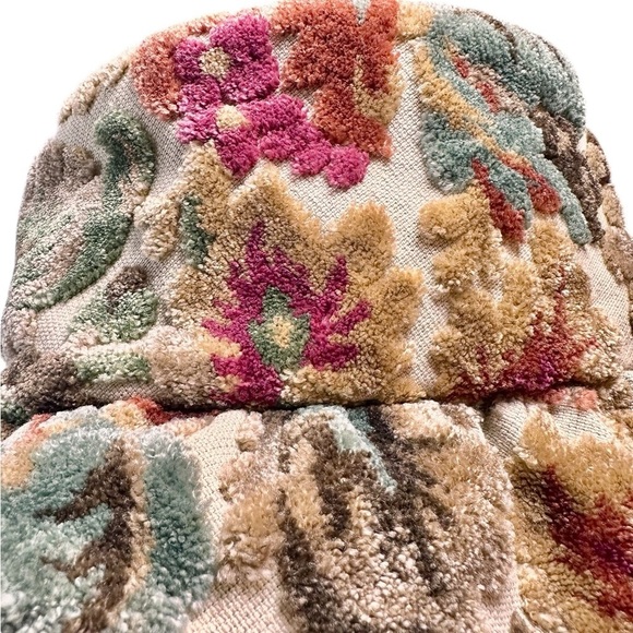 Vintage Handmade 60s Chenille Carpet Floral Tapestry Hat Go  Vintage Handmade 60s Chenille Carpet Floral Tapestry Hat Go-Go Grunge Bucket EUC